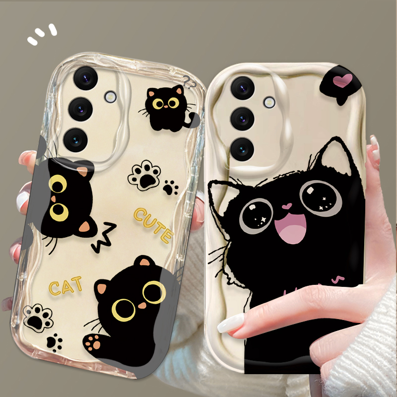 Cute Big Eyes Black Cat Case f - Samsung Galaxy A55 评论和价格