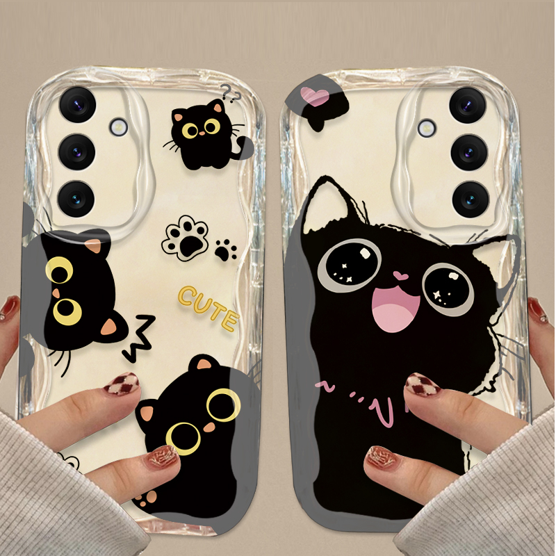 Cute Big Eyes Black Cat Case f - Samsung Galaxy A55 评论和价格